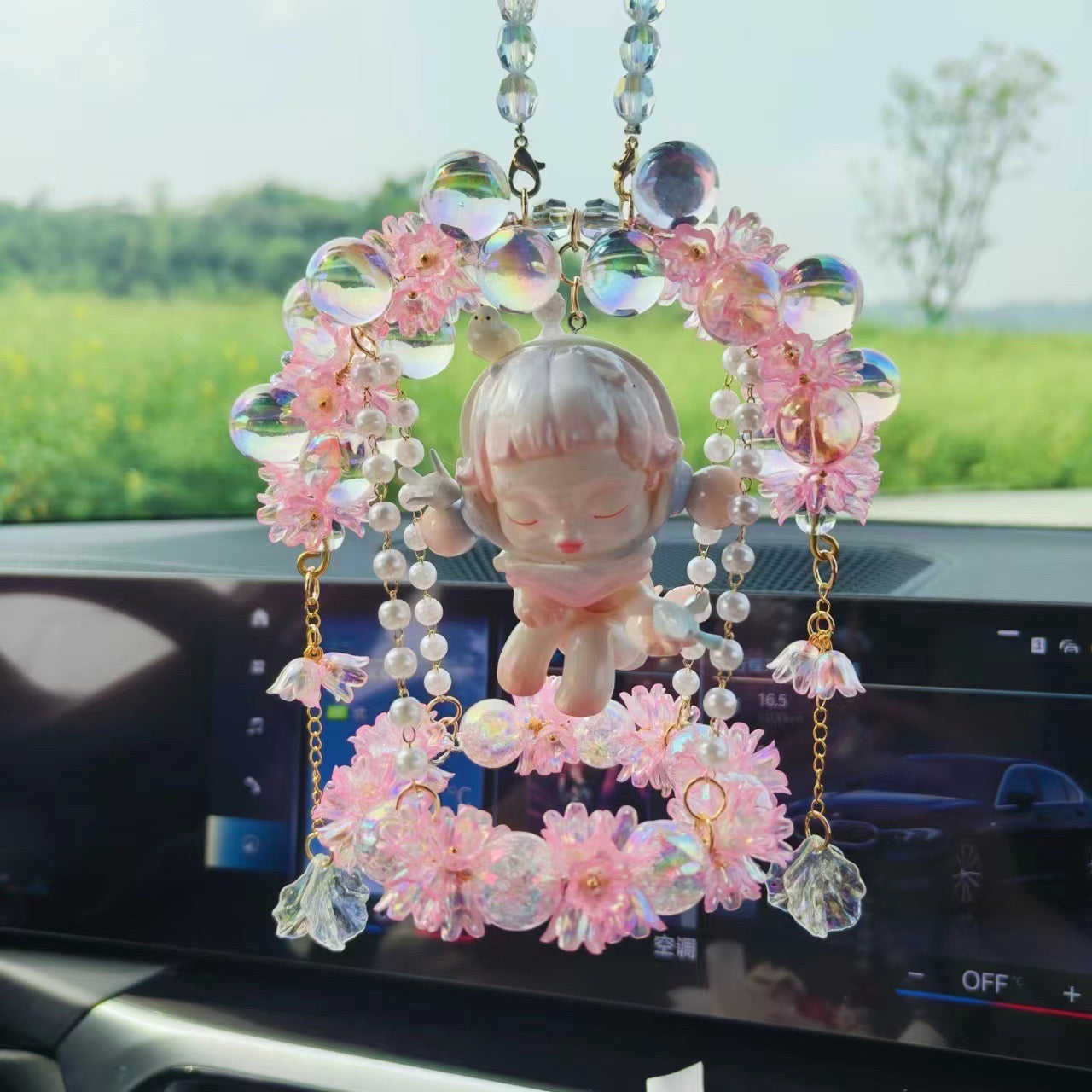 Crystal doll car pendant