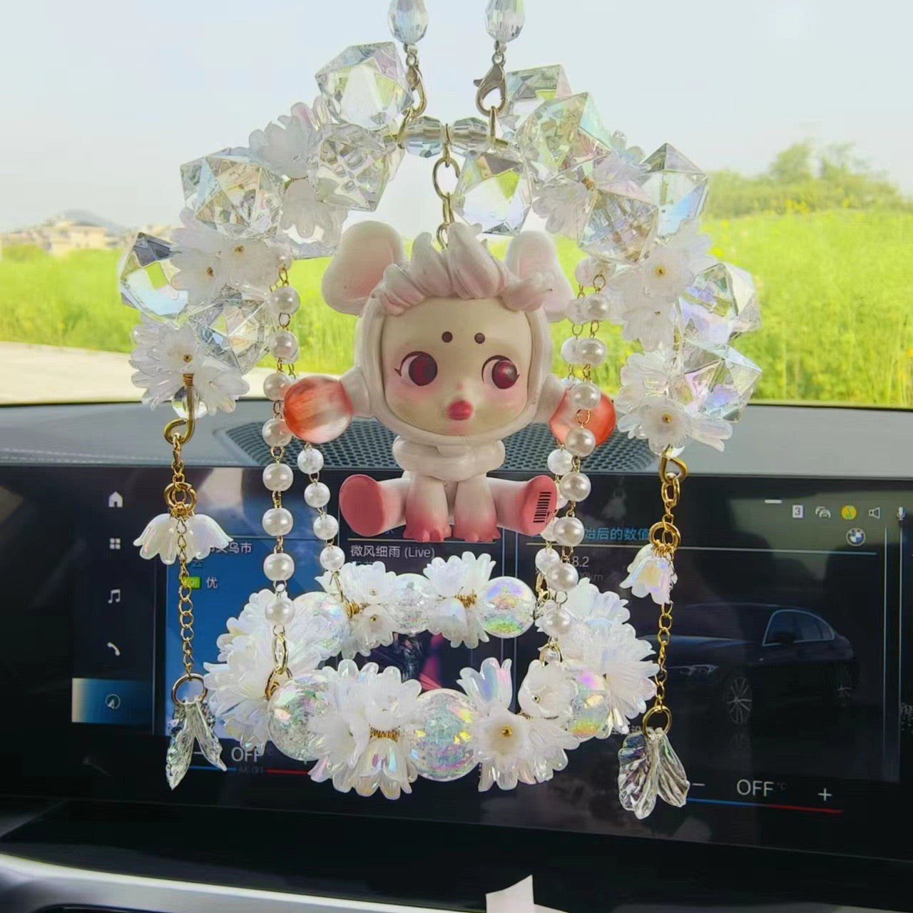 Crystal doll car pendant